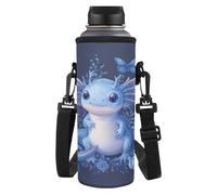 Tiasarato Axolotl Blue Water Bottle Carrier for Hiking Lightweight Soft with Adjustable Strap for Women and Sports People Holds 1000-1800ml Bottles Protection Decoration