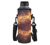 Tiasarato Basketball Burning Water Bottle Holder for Running 40 Oz High Capacity Soft Fabric Adjustable Strap Carrier Bag Insulated Thermal Cover Men Sports Accessories