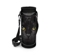 Tiasarato Black Cat Hiking Water Bottle Holder Bag with Detachable Strap Heat Protective Cover for Walking Cycling Kids Lightweight Side Hook Quick Access