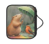 Tiasarato Capybara Cardinal Crochet Hook Case Empty Zippered Multi-Pocket Organizer with Carry Handle & Elastic Loops for Needle Storage