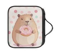 Tiasarato Capybara Donut Crochet Hook Case Only Organizer Zippered Double-Sided Storage with Elastic Loops Breathable Mesh for Knitting Women Beginners