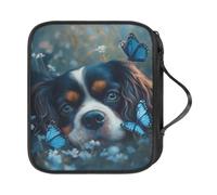 Tiasarato Cavalier King Charles Crochet Hook Case Empty Multi-Pocket Knitting Needle Organizer with Carry Handle Compact Storage for Beginners Daily Travel Use