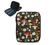 Tiasarato Crochet Hook Case Mushroom Crochet Storagen and Organizer Bag for Women Crochet Hooks Zipper Closure 7.5x5.9x1.6 Inch Lightweight Crochet Hook Holder
