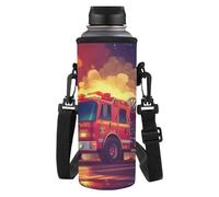 Tiasarato Fire Engine Red Large Capacity 64oz Water Bottle Holder with Adjustable Shoulder Strap Portable Carrier Bag for Running Hiking Kids Outdoor Activities