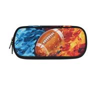 Tiasarato Rugby Print Boys School Pencil Case, Slim Portable Pen Organiser with Multi-Compartment Storage & Zipper Closure