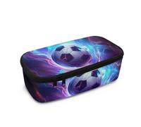 Tiasarato Soccer Pencil Holder for Toddlers 5-6 Years Oversized Stationery Bag School Daily Carry Zippered Travel Pouch High Capacity Pen Pouch Blue Purple