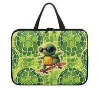 Tiasarato Turtle Green Thin Laptop Sleeve with Top Handle 17 Inch Lightweight Protective Case for Women Compact Zipper Computer Bag Convenient for Office Travel