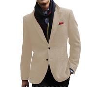 Tiavllya Mens Tweed Herringbone Blazer Business Coat Slim Fit Wool Blend Suit Jacket (42, Champagne)
