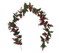 TIAVNTD 170cm Christmas Red Berry Garland,Artificial Holly and Berry Christmas Garland Indoor Outdoor Hanging String Garden Decorations for New Year Fireplace Door Table Decor, Red+green, 1PCS