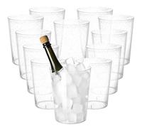 Tiawudi 12 Pack Plastic Ice Bucket For Parties, Silver Glitter Clear Wine Cooler for Wedding, Good as One Large Champagne Chiller Or Classic Wine Bottle Chiller