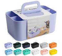 Tiawudi Multipurpose Caddy Organizer, Plastic Caddy with Handle, Stackable Desk Organizer for Stationery, Marker and Pencil, Office Supplies Organizer, Dorm Caddy
