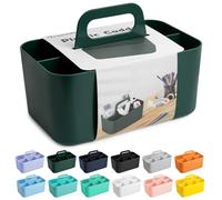 Tiawudi Multipurpose Caddy Organizer, Plastic Caddy with Handle, Stackable Desk Organizer for Stationery, Marker and Pencil, Office Supplies Organizer, Dorm Caddy