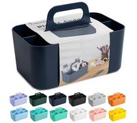 Tiawudi Multipurpose Caddy Organizer, Plastic Caddy with Handle, Stackable Desk Organizer for Stationery, Marker and Pencil, Office Supplies Organizer, Dorm Caddy
