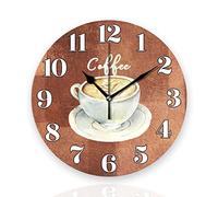 Tiawutal Battery Operated Wall Clocks 12 Inch,Coffee,Silent Home Decor for Bathroom,Living Room,Bedroom