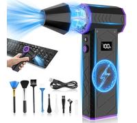 Tiazhan Compressed Air Duster, 130000RPM Cordless Electric Air Blower with Brushless Motor, 4-Speed Adjustable Rechargeable Mini Blower with HD Display & LED Light, for Keyboard PC Car Home