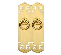Tiazza 2Pcs Chinese Vintage Style Antique Brass Pull Handle Knobs Drawer Cabinet Bookcase Wardrobe Doors and Windows Straight Plate Single Hole Handle (Gold)