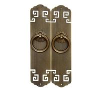 Tiazza 2Pcs Chinese Vintage Style Antique Brass Pull Handle Knobs Drawer Cabinet Bookcase Wardrobe Doors and Windows Straight Plate Single Hole Handle (Antique Bronze)