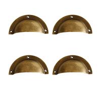 Tiazza 4Pcs Antique Brass Cup Shell Drawer Pulls Bedside Cupboard Wardrobe Vintage Handle