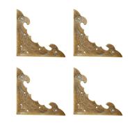 Tiazza 4Pcs Antique Brass Decorative Box Corner Protector, Wooden Jewelry Gift Box Cabinet Chest Accessories Guard Edge Cover Flat Corner Brace