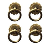 Tiazza 4Pcs Antique Brass Ring Pulls Handle, Kitchen Cabinets Wardrobe Drawer Vintage Furniture Hardware Vintage Style Pull Ring (Antique Bronze) - 3cm