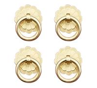 Tiazza 4Pcs Antique Brass Ring Pulls Handle Kitchen Cabinets Wardrobe Drawer Vintage Furniture Hardware Vintage Style Pull Ring (Gold) - 3cm