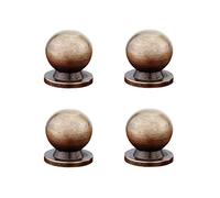 Tiazza 4pcs Round Solid Brass Knobs Antique Cabinet Drawer Small Handle Modern Minimalist Pulls (Antique Bronze)