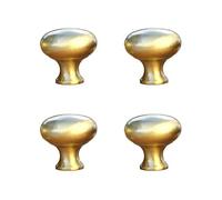 Tiazza 4pcs Solid Brass Knobs Antique Cabinet Drawer Small Pulls Modern Minimalist Handle (Gold)