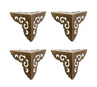 Tiazza 4Pcs Vintage Pure Brass Hollow Cloud Pattern Corner Protectors Antique Hardware Desk Edge Wooden Jewelry Gift Box Cabinet Three Sides Full Encase Corner Guard (Antique Bronze)