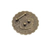 Tiazza Antique Brass 3.54"/9cm Round Embossing Brass Hasp Buckle Lock Latch Cabinet Box Furniture Hardware Hasp (Antique Bronze)