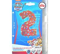 TIB Heyne XXL Paw Patrol Foil Balloon, Number 2, Decoration for Children's Birthday Parties and Parties, 90 cm, for Air and Helium, Dogs, Skye, Children's Birthday Balloon Decoration, Foil Balloons,