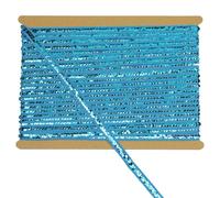 Tibaoffy 12mm Wide Lake Blue Sequin Trim Ribbon - 12 Yard Bling Craft Fabric for DIY Sewing, Costume Design, Party Decor