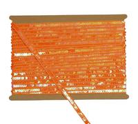 Tibaoffy 12mm Wide Prismatic Orange Sequin Trim Ribbon - 12 Yard Bling Craft Fabric for DIY Sewing, Costume Design, Party Decor