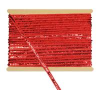 Tibaoffy 12mm Wide Red Sequin Trim Ribbon - 12 Yard Bling Craft Fabric for DIY Sewing, Costume Design, Party Decor