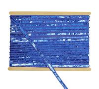 Tibaoffy 12mm Wide Royal Blue Sequin Trim Ribbon - 12 Yard Bling Craft Fabric for DIY Sewing, Costume Design, Party Decor