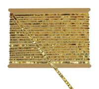 Tibaoffy 12mm Wide Shimmer Gold Sequin Trim Ribbon - 12 Yard Bling Craft Fabric for DIY Sewing, Costume Design, Party Decor