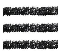 Tibaoffy 30mm Wide Black Sequin Trim Ribbon - 10 Yard Bling Craft Fabric for DIY Sewing, Costume Design, Party Decor