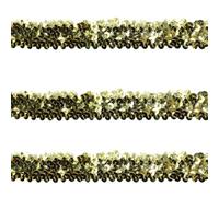Tibaoffy 30mm Wide Gold Sequin Trim Ribbon - 10 Yard Bling Craft Fabric for DIY Sewing, Costume Design, Party Decor
