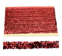 Tibaoffy 30mm Wide Red Sequin Trim Ribbon - 10 Yard Bling Craft Fabric for DIY Sewing, Costume Design, Party Decor