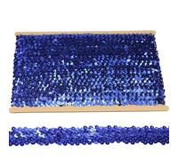 Tibaoffy 30mm Wide Royal Blue Sequin Trim Ribbon - 10 Yard Bling Craft Fabric for DIY Sewing, Costume Design, Party Decor