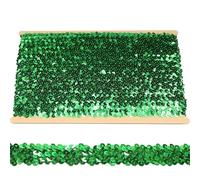 Tibaoffy 30mm Wide Royal Green Sequin Trim Ribbon - 10 Yard Bling Craft Fabric for DIY Sewing, Costume Design, Party Decor