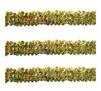 Tibaoffy 30mm Wide Shimmer Gold Sequin Trim Ribbon - 10 Yard Bling Craft Fabric for DIY Sewing, Costume Design, Party Decor