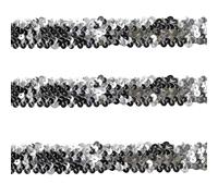 Tibaoffy 30mm Wide Silver Sequin Trim Ribbon - 10 Yard Bling Craft Fabric for DIY Sewing, Costume Design, Party Decor