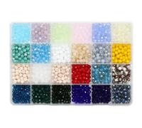 Tibaoffy 6mm Crafts Round Crystal Glass Beads Round Faceted Beads Assorted Kit with Organizer Box for Jewelry Making (24 Assorted Multicolor Set, Total About 1200pcs)