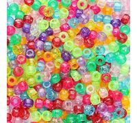 Tibaoffy Crafts Glitter Multicolor Mix Beads 6x9mm,Pony Beads Total About 1000pcs