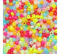 Tibaoffy Crafts Multicolor Night Glow Mix Beads 6x9mm,Pony Beads Total About 1000pcs