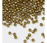 Tibaoffy Gold Beads Size 8/0 Crafts Glass Seed Beads 3mm for Jewelry Making (Total About 100gm About 3600pcs)