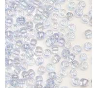 Tibaoffy Light Blue Transparent Colorful Beads Size 6/0 Crafts Glass Seed Beads 4mm for Jewelry Making (Total About 100g About 1200pcs)