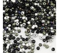 Tibaoffy Mixed Black and White Beads Size 6/0 Crafts Glass Seed Beads 4mm for Jewelry Making (Total About 100g About 1200pcs)