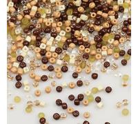 Tibaoffy Mixed Coffee Light Orange White Beads Size 6/0 Crafts Glass Seed Beads 4mm for Jewelry Making (Total About 100g About 1200pcs)