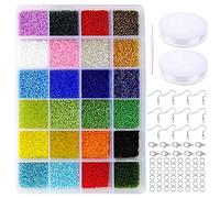 Tibaoffy Size 12/0 Crafts Glass Seed Beads 2mm Tiny Pony Beads Assorted Kit with Organizer Box for Jewelry Making (24 Assorted Multicolor Kits, Total About 14400pcs)